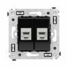 Компьютерная розетка RJ-45 без шторки в стену, кат.6А двойная экранированная, "Avanti", "Черный квадрат" DKC