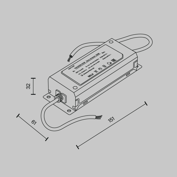 Блок питания Parity 48В, 100Вт, белый Серебро (TRA130DR-100W) Technical Maytoni