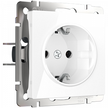 Встраиваемые механизмы Розетка СУ 1 мест. с зазем. и шторками 16А Белый IP20 Werkel