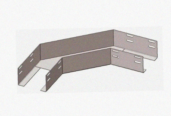 Лоток угловой перфорированный КГ 100х65-90 УХЛ2,5 поворот на 90, оцинкованный лист, S1,0