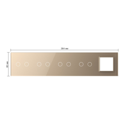 Панель для 4-х сенсорных выключателей и розетки, 8 клавиш (2+2+2+2), цвет золотой, стекло Livolo
