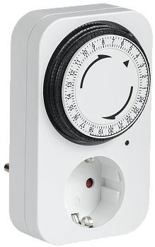 Розетка-таймер механический РТМ-2 с индикацией 15мин 24ч 96on/off 16А IP20 IEK