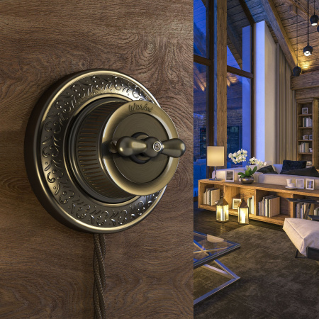 Переключатель одноклавишный (Бронзовый) Ретро ОУ IP20 Werkel