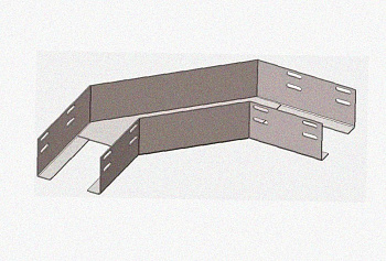Лоток угловой перфорированный КГ 100х50-90 УТ1,5 поворот на 90, оцинкованный лист S1,0