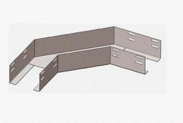 Лоток угловой замковый перфорированный КГЗ 200х50-135 УТ1,5 поворот на 135, оцинкованный лист, S1,5