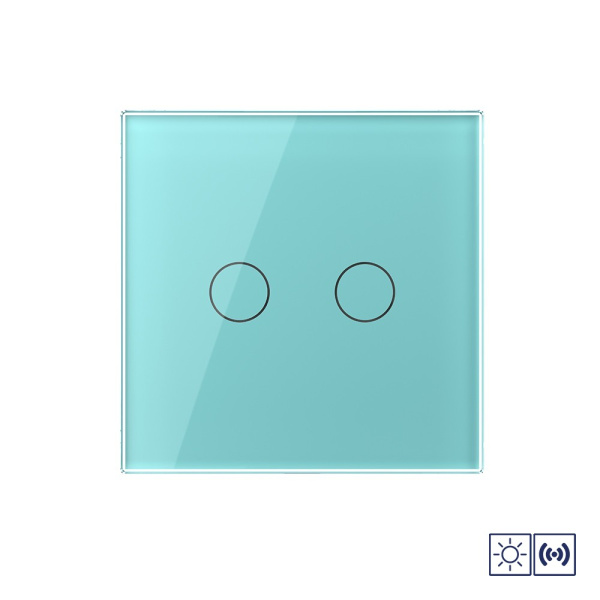 Сенсорный импульсный выключатель сухой контакт 2 клавиши 1 модуль Зеленый Livolo