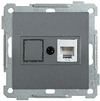 Розетка телефонная РТ12-1-Б RJ12 BOLERO антрацит IEK