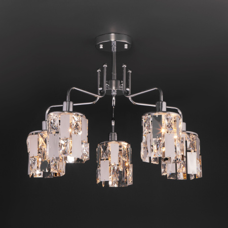 Потолочная люстра с хрусталем 5*E14 60Вт хром IP20 Scoppio (10101/5 хром) Eurosvet