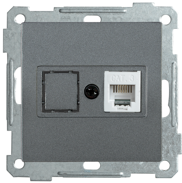 Розетка телефонная РТ12-1-Б RJ12 BOLERO антрацит IEK