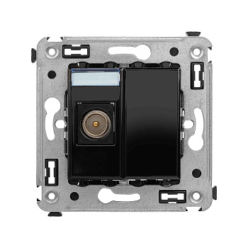 Розетка TV одиночная в стену, "Avanti", "Черный квадрат" DKC