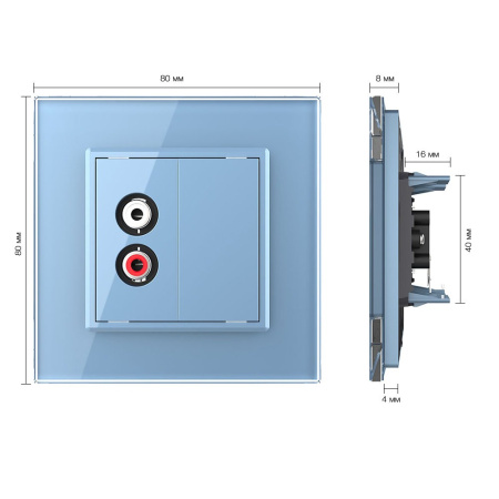 Розетка аудио RCA "2-ой тюльпан" Синяя Livolo