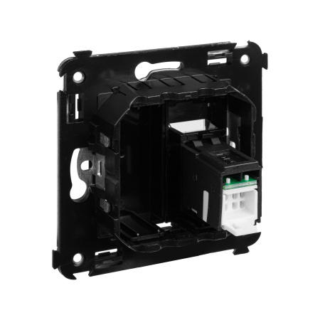 Компьютерная розетка RJ-45 в стену, кат.5e одинарная, "Avanti", "Черный квадрат" DKC