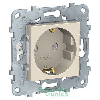 Unica NEW Механизм розетки без лицевой панели 1-м с зазем, без шторок, винт. зажим 16А бежевый IP20 Schneider Electric