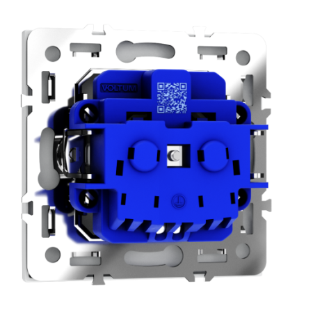 Розетка встраиваемая Voltum S70 с заземлением и защитными шторками, 16А, (белый матовый)