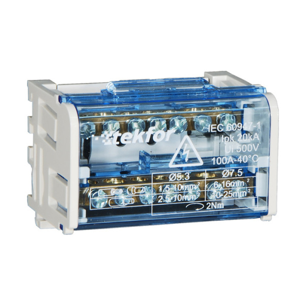 Шина нулевая в корпусе на DIN-рейку SNK-2-2-07 Tekfor Шина нулевая в корпусе на DIN-рейку SNK-2-2-07 Tekfor