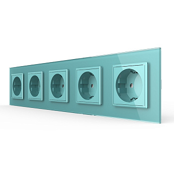 Розетка 5 модулей Зеленая Livolo