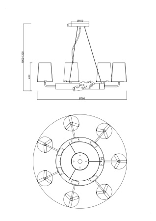 Подвесной светильник 7*G9 28Вт Хром IP20 Landmark MOD040PL-07CH Maytoni