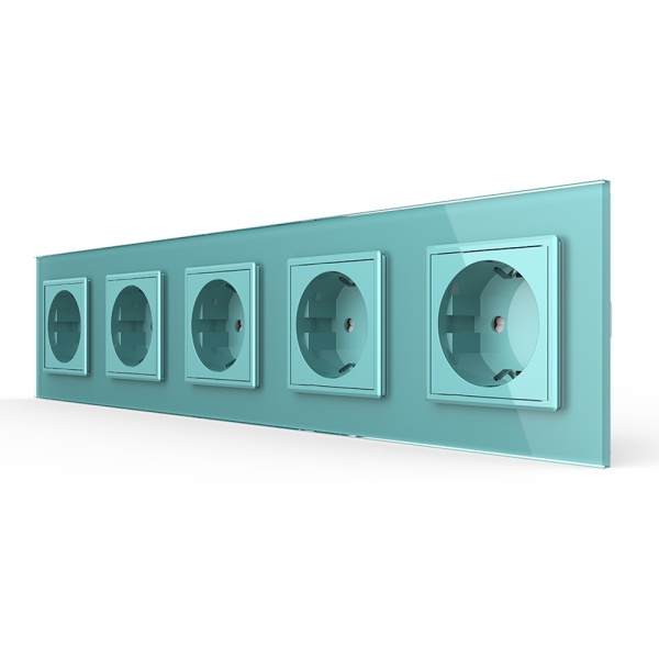 Розетка 5 модулей Зеленая Livolo