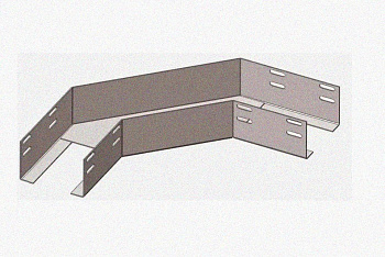 Лоток угловой замковый глухой КГЗГ 300х85-90 УТ1,5 поворот на 90, оцинкованный лист, S1,0