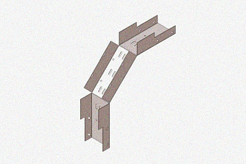 Лоток замковый глухой КСЗГ 400х100-45 УТ1,5 для поворота трассы вниз на 45, оцинкованный лист, S1,0