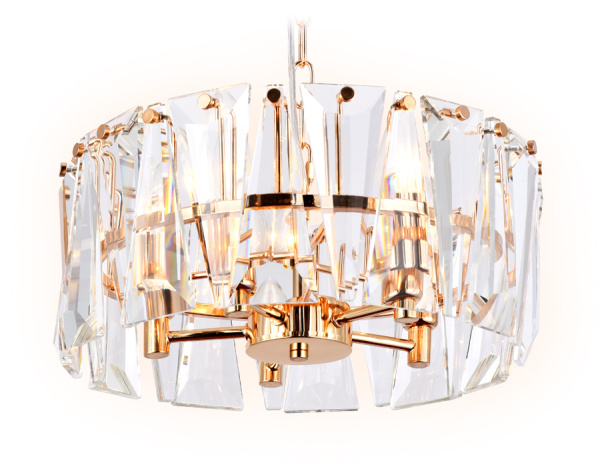 Подвесная люстра с хрусталем TR5167 GD/CL золото/прозрачный E14/5 max 40W D380*515 Ambrella Light