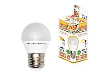 Лампа светодиодная FG45-10 Вт-230 В-4000 К–E27 Народная TDM