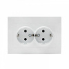 Валенсия Розетка 2-местная с/з 16А белая с защ, штор, EKF