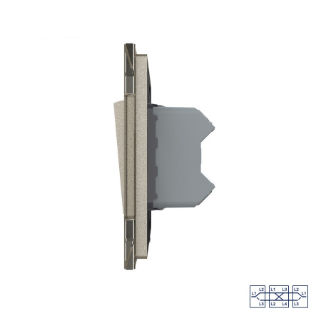 Двухклавишный перекрестный механический выключатель 1 пост, цвет шампань Livolo