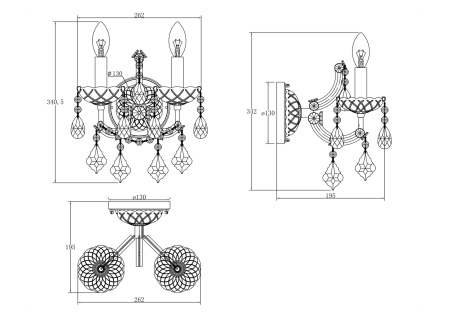 Бра 2*E14 40Вт Золото IP20 Erna DIA880-WL-02-G Maytoni