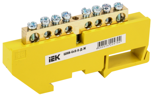 Шина PE "земля" на DIN-изоляторе ШНИ-6х9-8-Д-Ж IEK