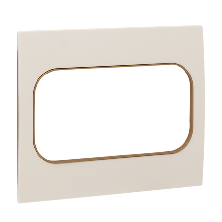 Стокгольм Рамка для розетки 2-местная белая с линией цвета шампань EKF