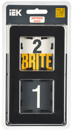 BRITE Рамка 2-мест. РУ-2-1-Бр металл черн. RE IEK