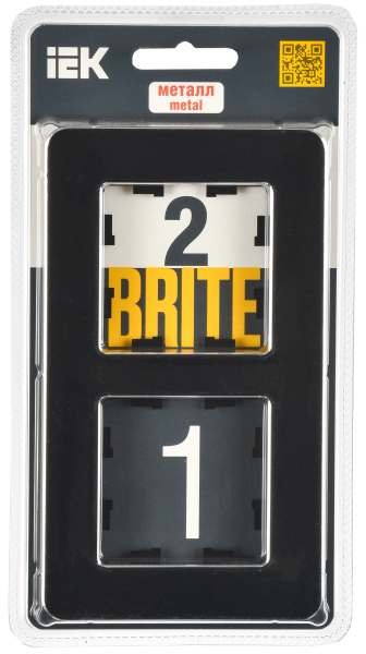 BRITE Рамка 2-мест. РУ-2-1-Бр металл черн. RE IEK