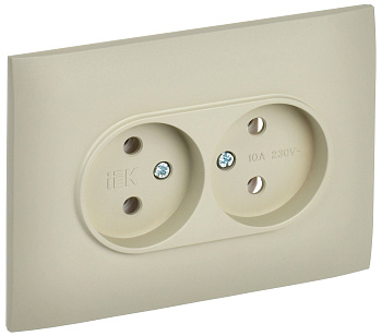 SKANDY Розетка 2-местная без заземления без защитных шторок 10А в сборе SK-R10B бежевый IEK