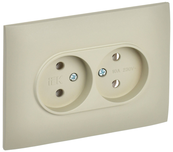 SKANDY Розетка 2-местная без заземления без защитных шторок 10А в сборе SK-R10B бежевый IEK