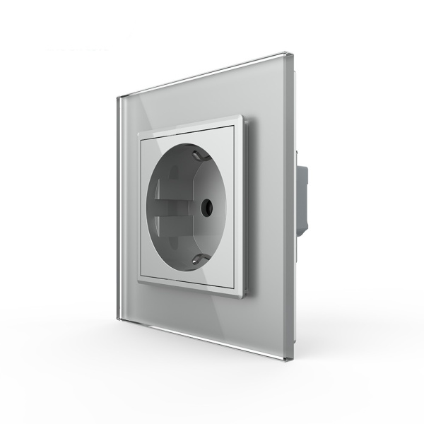 Розетка электрическая 16А 1 пост, зажимы, цвет серый Livolo