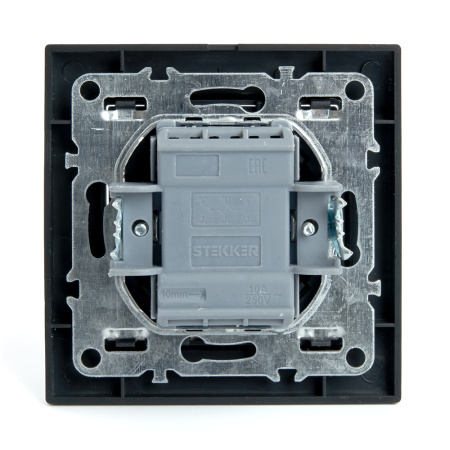 Переключатель перекрестный 1-клавишный STEKKER PSW10-9009-03, 250В, 10А, серия Эрна, черный