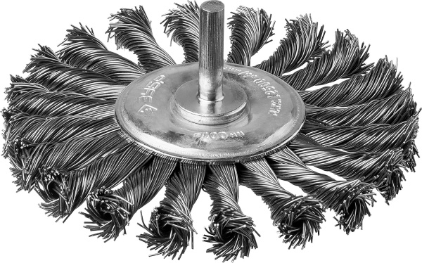 ЭКСПЕРТ. Щетка дисковая для дрели, жгутированная стальная проволока 0,5мм, 100мм ЗУБР