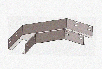 Лоток угловой перфорированный КГ 300х100-90 УТ1,5 поворот на 90, оцинкованный лист S1,5