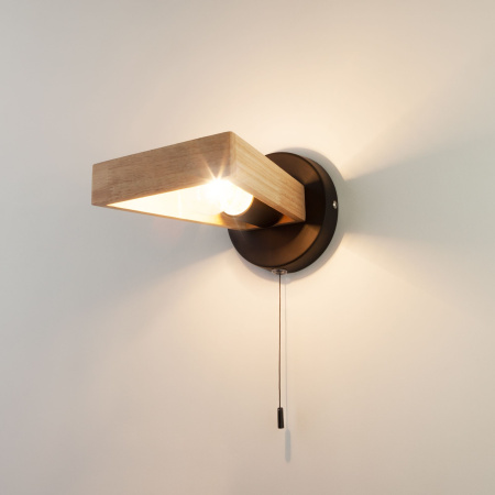 Бра в стиле лофт 1*E27 40Вт светлое дерево, черный IP20 Klark (70056/1 черный) Eurosvet