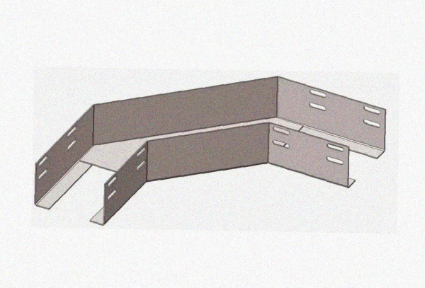 Лоток угловой перфорированный КГ 300х100-90 УТ1,5 поворот на 90, оцинкованный лист S1,5