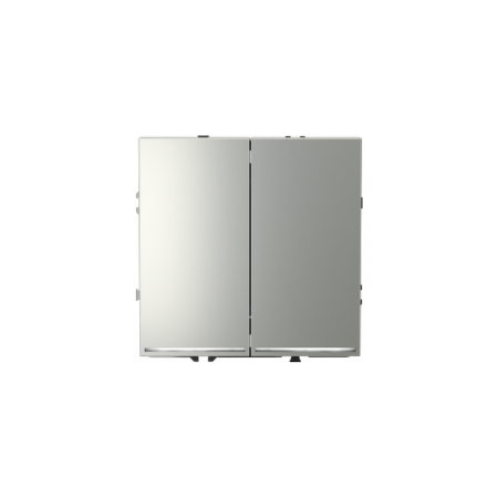 Выключатель встраиваемый Voltum S70 двухклавишный с подсветкой 10А, (сталь)