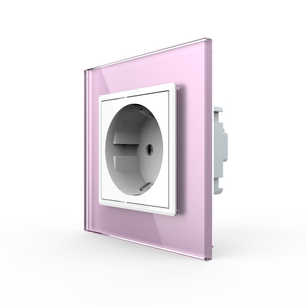 Розетка Livolo 1 пост Белая с розовой рамкой VL-C7C1EU-11/17