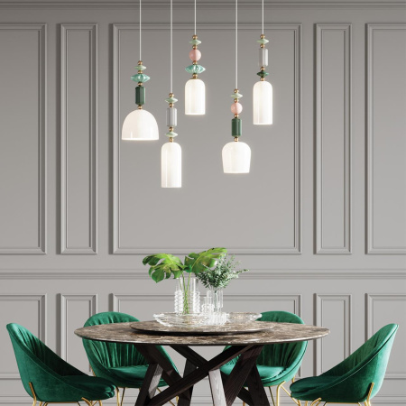 Подвес E14 1*40W CANDY золото/разноцветн./керамика/стекло B ODEON LIGHT