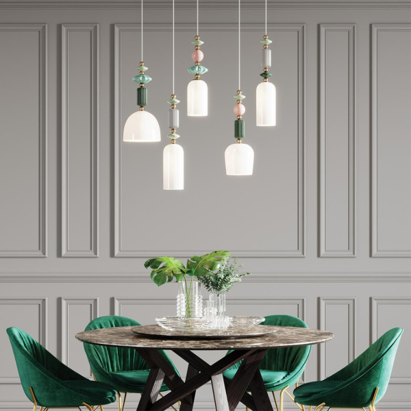 Подвес E14 1*40W CANDY золото/разноцветн./керамика/стекло B ODEON LIGHT