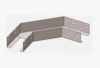 Лоток угловой глухой КГГ 100х65-135 УТ1,5 поворот на 135, оцинкованный лист S1,0