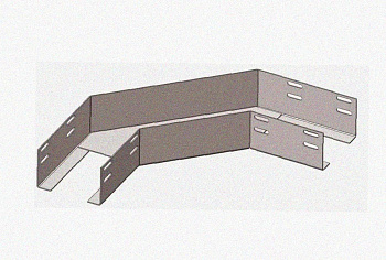 Лоток угловой замковый глухой КГЗГ 50х65-90 УХЛ1 поворот на 90, оцинкованный лист, S1,5