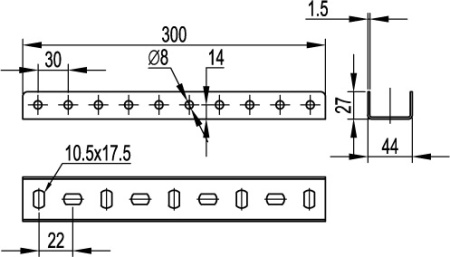 Соединитель П-образного профиля PSL/PSM, L 300, горячеоцинкованный DKC
