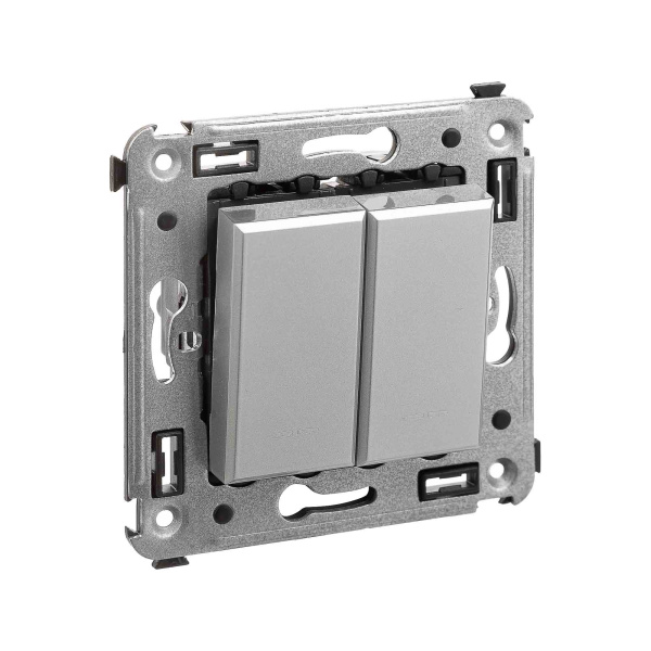 Перекрестный переключатель двухклавишный в стену, "Avanti", "Закаленная сталь" DKC