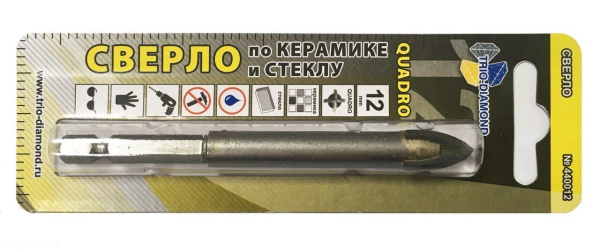 Сверло по керамике и стеклу квадро 12мм 440012 Trio-Diamond
